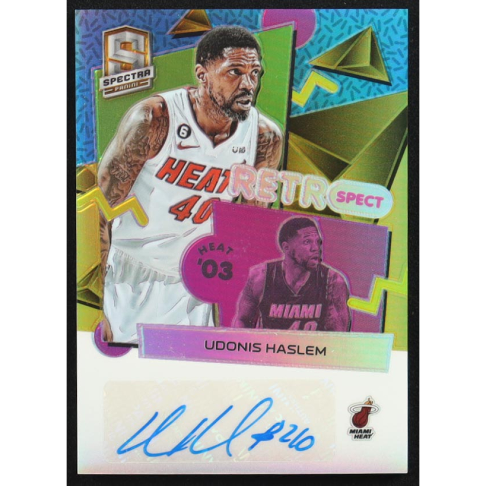Udonis Haslem 2022-23 Panini Spectra RetroSpect Autographs Gold #1 #05/10 at PristineAuction.com