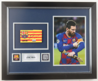Lionel "Leo" Messi Signed FC Barcelona Custom Framed Armband (Beckett) at PristineAuction.com