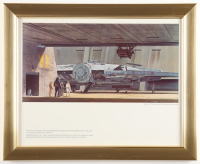 Star Wars "Millennium Falcon at Mos Eisley Space Port" 1977 Ralph McQuarrie Custom Framed Pre-Production Art Photo Display at PristineAuction.com