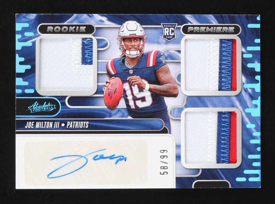 Joe Milton III 2024 Absolute Rookie Premiere Materials Autographs Spectrum #39 #58/99 RC at PristineAuction.com Joe Milton III 2024 Absolute Rookie Premiere Materials Autographs Spectrum #39 #58/99 RC at PristineAuction.com