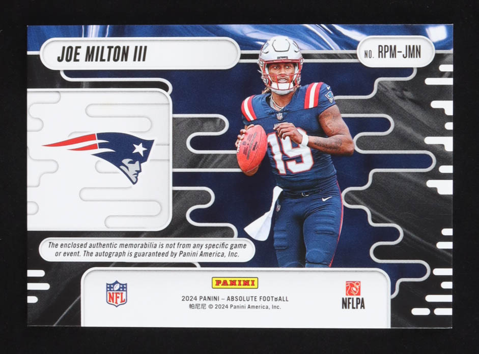 Joe Milton III 2024 Absolute Rookie Premiere Materials Autographs Spectrum #39 #58/99 RC at PristineAuction.com Joe Milton III 2024 Absolute Rookie Premiere Materials Autographs Spectrum #39 #58/99 RC at PristineAuction.com