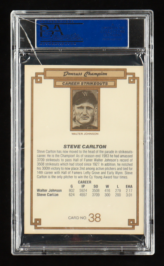 Steve Carlton Signed 1984 Donruss Champion #38 (PSA) at PristineAuction.com Steve Carlton Signed 1984 Donruss Champion #38 (PSA) at PristineAuction.com
