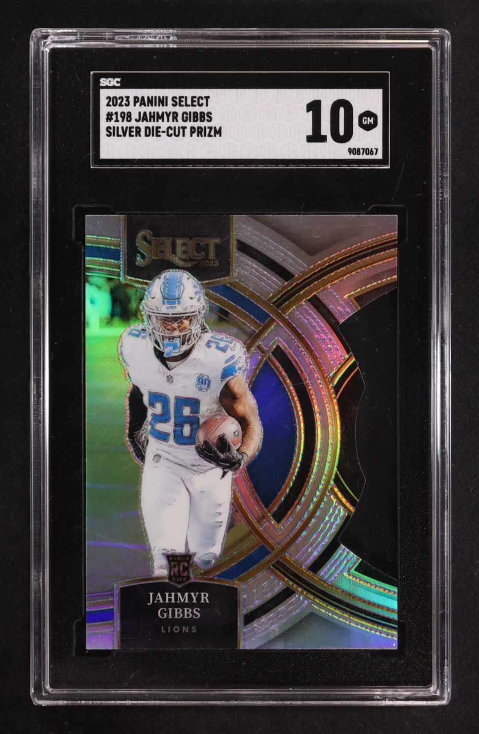 Jahmyr Gibbs 2023 Select Prizm Silver Die Cut #198 RC (SGC 10) at PristineAuction.com Jahmyr Gibbs 2023 Select Prizm Silver Die Cut #198 RC (SGC 10) at PristineAuction.com