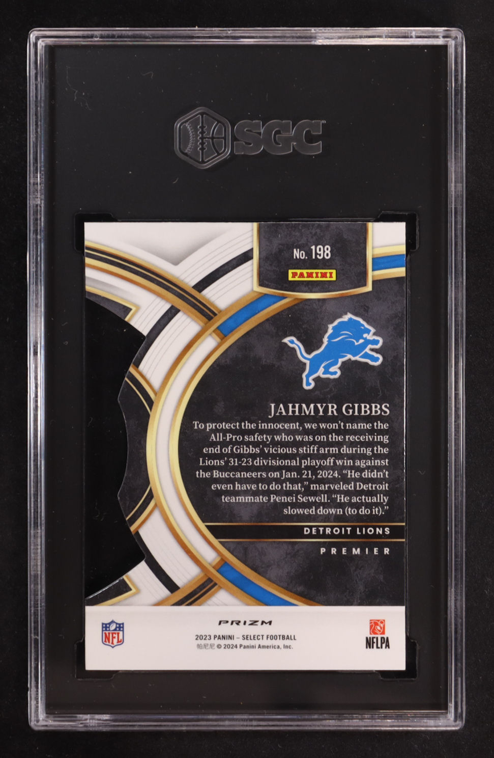 Jahmyr Gibbs 2023 Select Prizm Silver Die Cut #198 RC (SGC 10) at PristineAuction.com Jahmyr Gibbs 2023 Select Prizm Silver Die Cut #198 RC (SGC 10) at PristineAuction.com