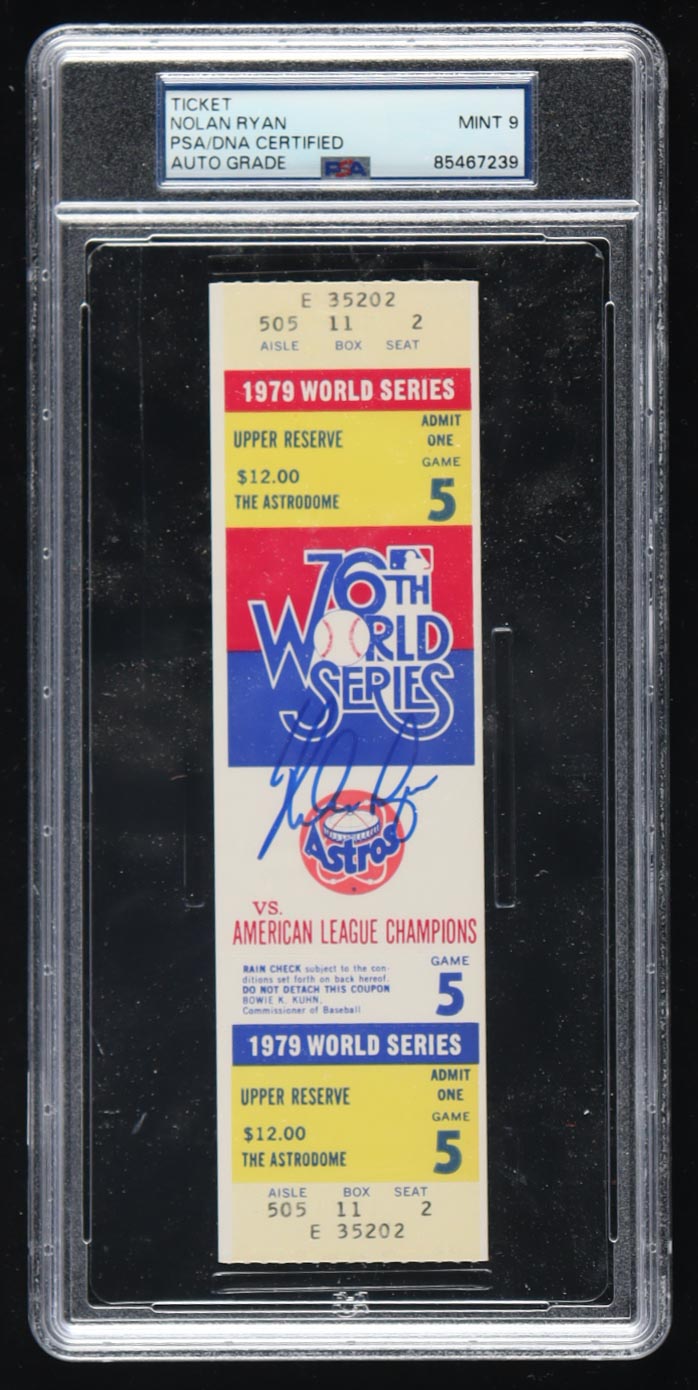 Nolan Ryan Signed 1979 World Series Game 5 Ticket (PSA | Autograph Grade 10) at PristineAuction.com Nolan Ryan Signed 1979 World Series Game 5 Ticket (PSA | Autograph Grade 10) at PristineAuction.com