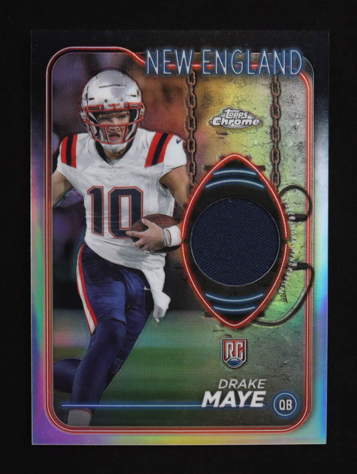 Drake Maye 2024 Topps Chrome Rookie Relic RC #CRR-DM at PristineAuction.com Drake Maye 2024 Topps Chrome Rookie Relic RC #CRR-DM at PristineAuction.com