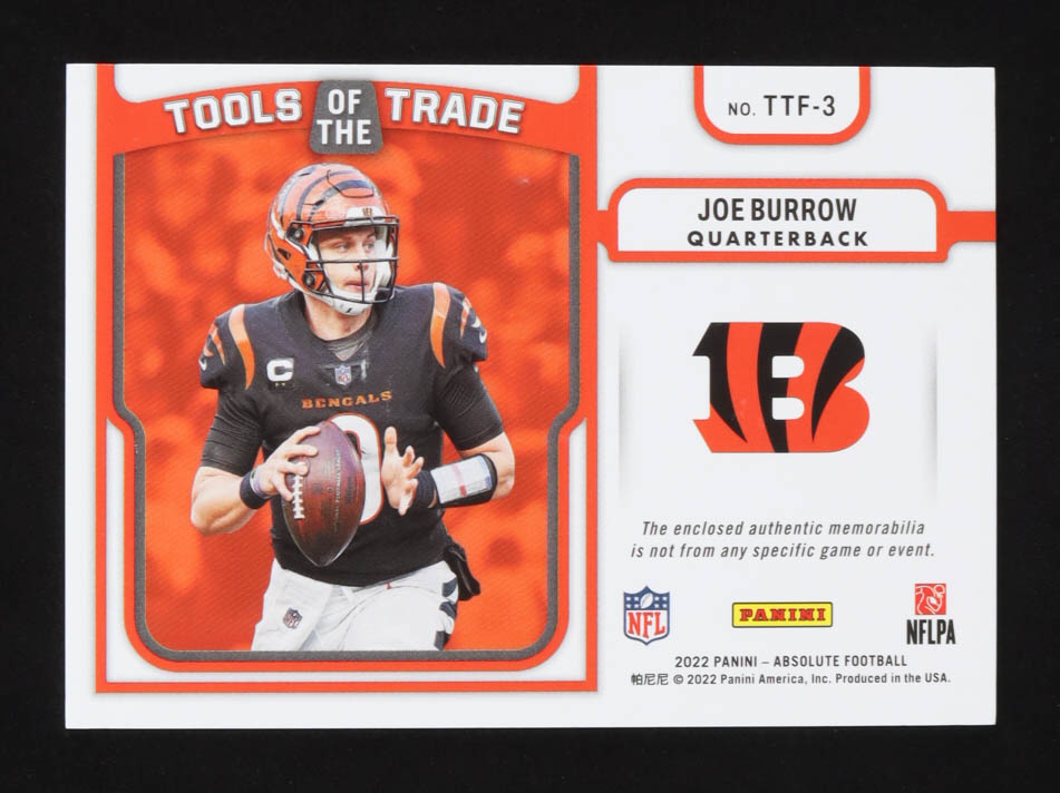 Joe Burrow 2022 Absolute Tools of the Trade Five Materials Prime #3 #21/25 at PristineAuction.com Joe Burrow 2022 Absolute Tools of the Trade Five Materials Prime #3 #21/25 at PristineAuction.com