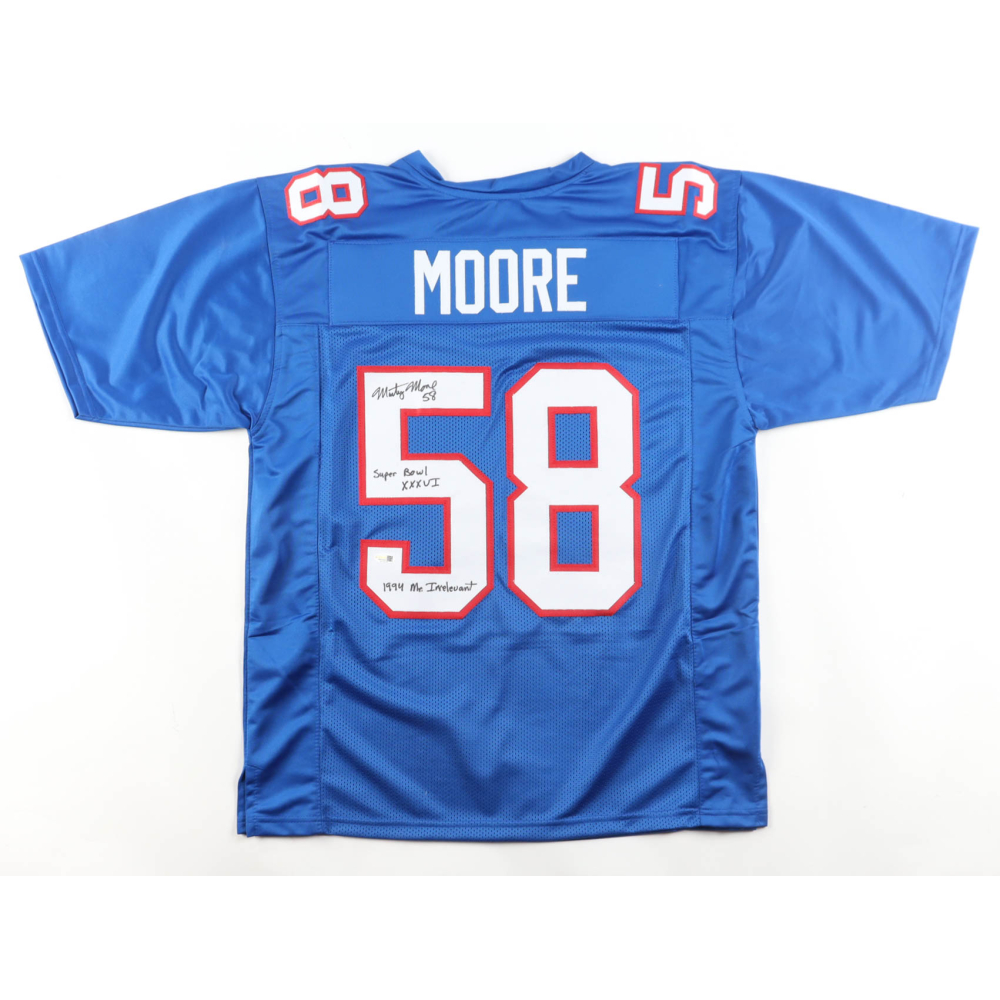 Marty Moore Signed Jersey Inscribed "Super Bowl XXXVI" & "1994 Mr. Irrelevant" (JSA) at PristineAuction.com