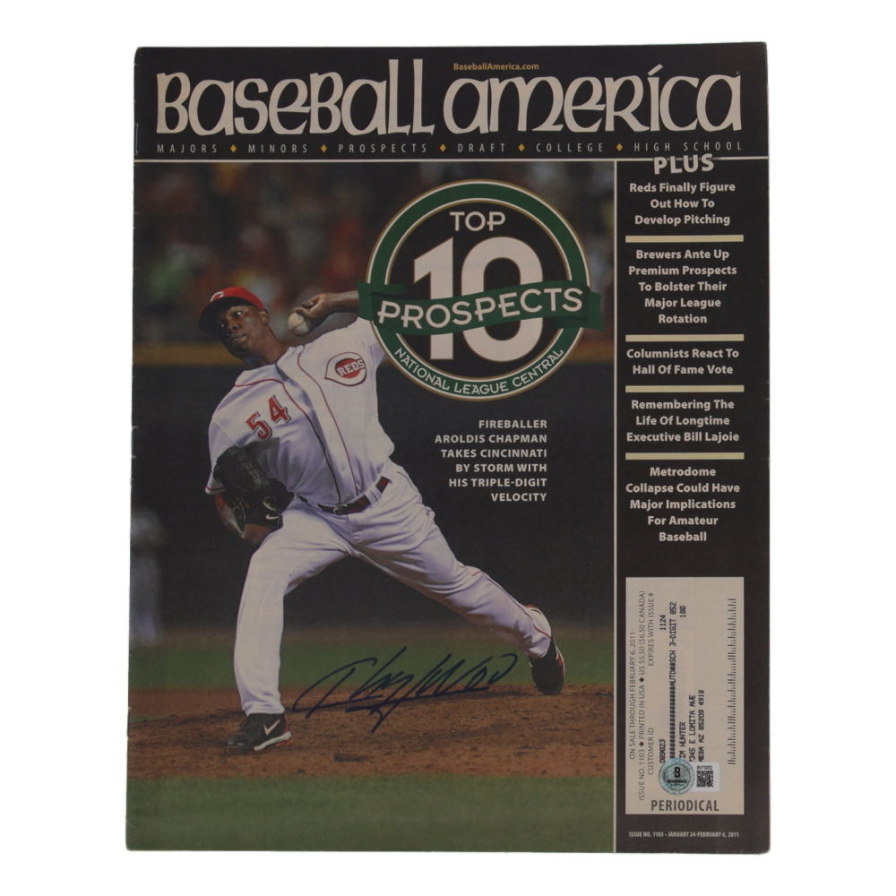 Aroldis Chapman Signed 2011 Baseball Amer&iacute;ca Magazine (Beckett) at PristineAuction.com