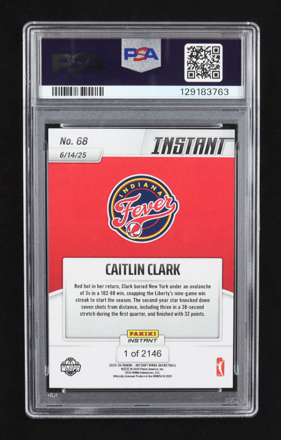 Caitlin Clark 2025 Panini Instant WNBA #68 (PSA 10) at PristineAuction.com Caitlin Clark 2025 Panini Instant WNBA #68 (PSA 10) at PristineAuction.com