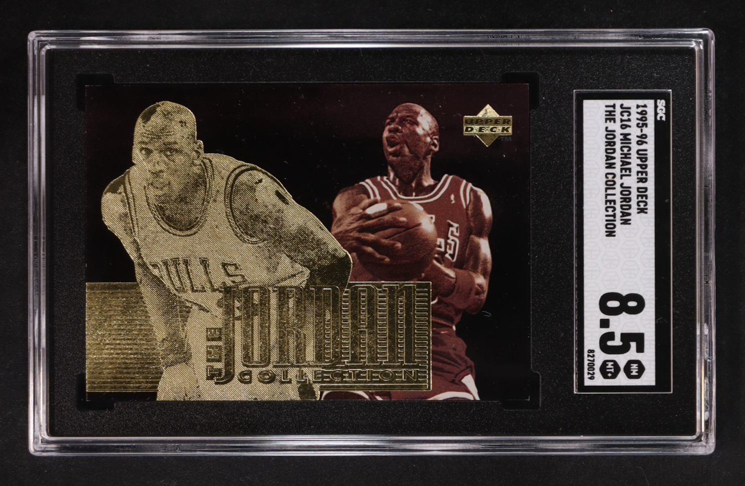 Michael Jordan 1995-96 Upper Deck Jordan Collection #JC16 / Amazing Performances (SGC 8.5) at PristineAuction.com Michael Jordan 1995-96 Upper Deck Jordan Collection #JC16 / Amazing Performances (SGC 8.5) at PristineAuction.com