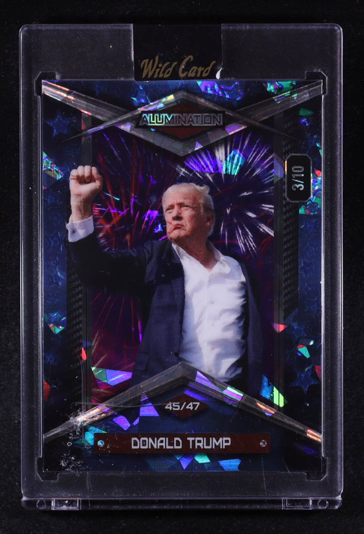 Donald Trump 2025 Wild Card Alumination Blue/Purple Fireworks #FW-BC-SR-DT4 #3/10 at PristineAuction.com Donald Trump 2025 Wild Card Alumination Blue/Purple Fireworks #FW-BC-SR-DT4 #3/10 at PristineAuction.com