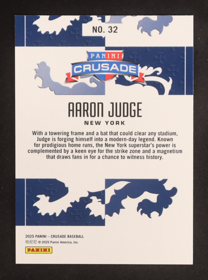 Aaron Judge 2025 Panini Crusade #32 at PristineAuction.com Aaron Judge 2025 Panini Crusade #32 at PristineAuction.com