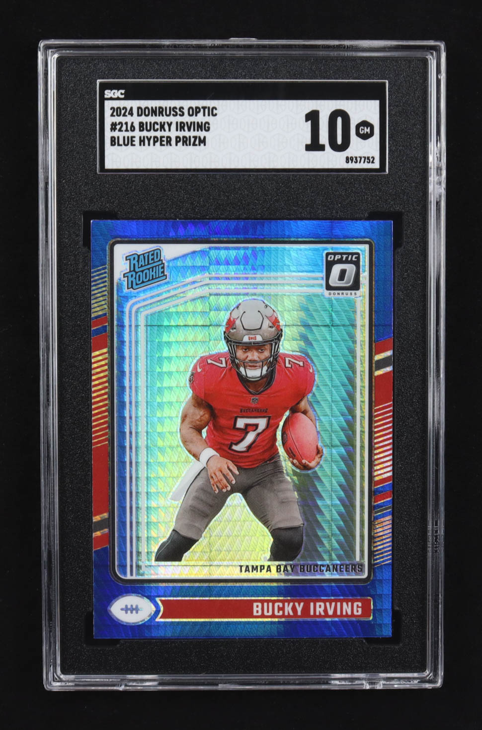 Bucky Irving 2024 Donruss Optic Blue Hyper #216 RR RC (SGC 10) at PristineAuction.com Bucky Irving 2024 Donruss Optic Blue Hyper #216 RR RC (SGC 10) at PristineAuction.com