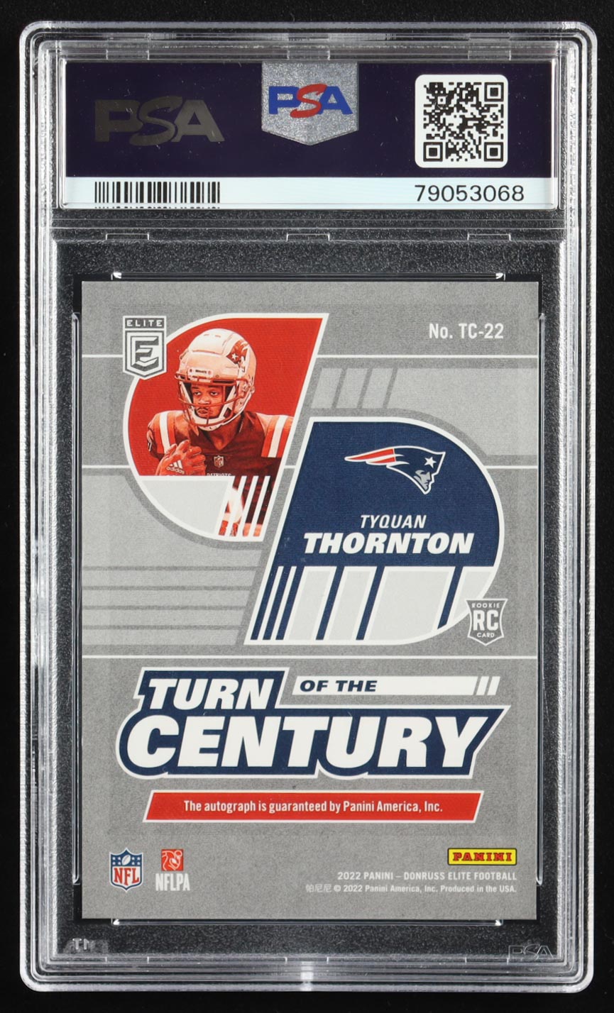 Tyquan Thornton 2022 Elite Turn of the Century Autographs Purple #22 #18/49 RC (PSA 10) at PristineAuction.com Tyquan Thornton 2022 Elite Turn of the Century Autographs Purple #22 #18/49 RC (PSA 10) at PristineAuction.com