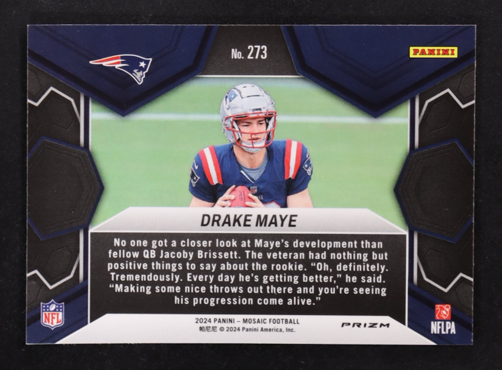 Drake Maye 2024 Panini Mosaic Mosaic #273 DEB RC at PristineAuction.com Drake Maye 2024 Panini Mosaic Mosaic #273 DEB RC at PristineAuction.com