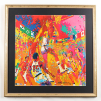 Magic Johnson & Larry Bird Signed Custom Framed Leroy Neiman Art Print Display (Beckett & PSA) at PristineAuction.com