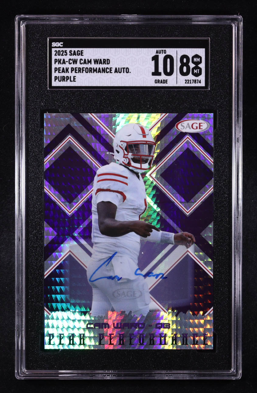 Cam Ward 2025 SAGE Peak Performance Hyper Purple Autographs #PKACW RC (SGC 8 | Auto Grade SGC 10) at PristineAuction.com Cam Ward 2025 SAGE Peak Performance Hyper Purple Autographs #PKACW RC (SGC 8 | Auto Grade SGC 10) at PristineAuction.com