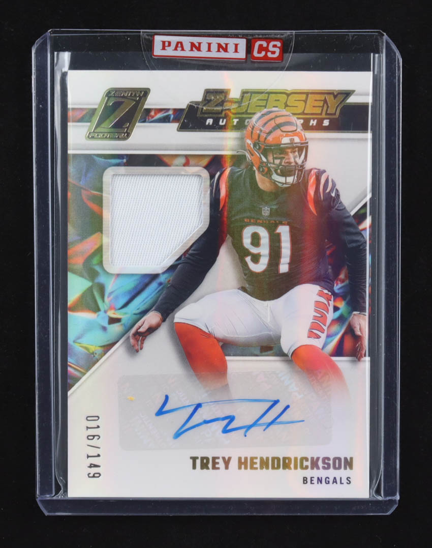 Trey Hendrickson 2022 Panini Zenith Z-Jersey Autographs #ZJA-TRH #016/149 at PristineAuction.com Trey Hendrickson 2022 Panini Zenith Z-Jersey Autographs #ZJA-TRH #016/149 at PristineAuction.com