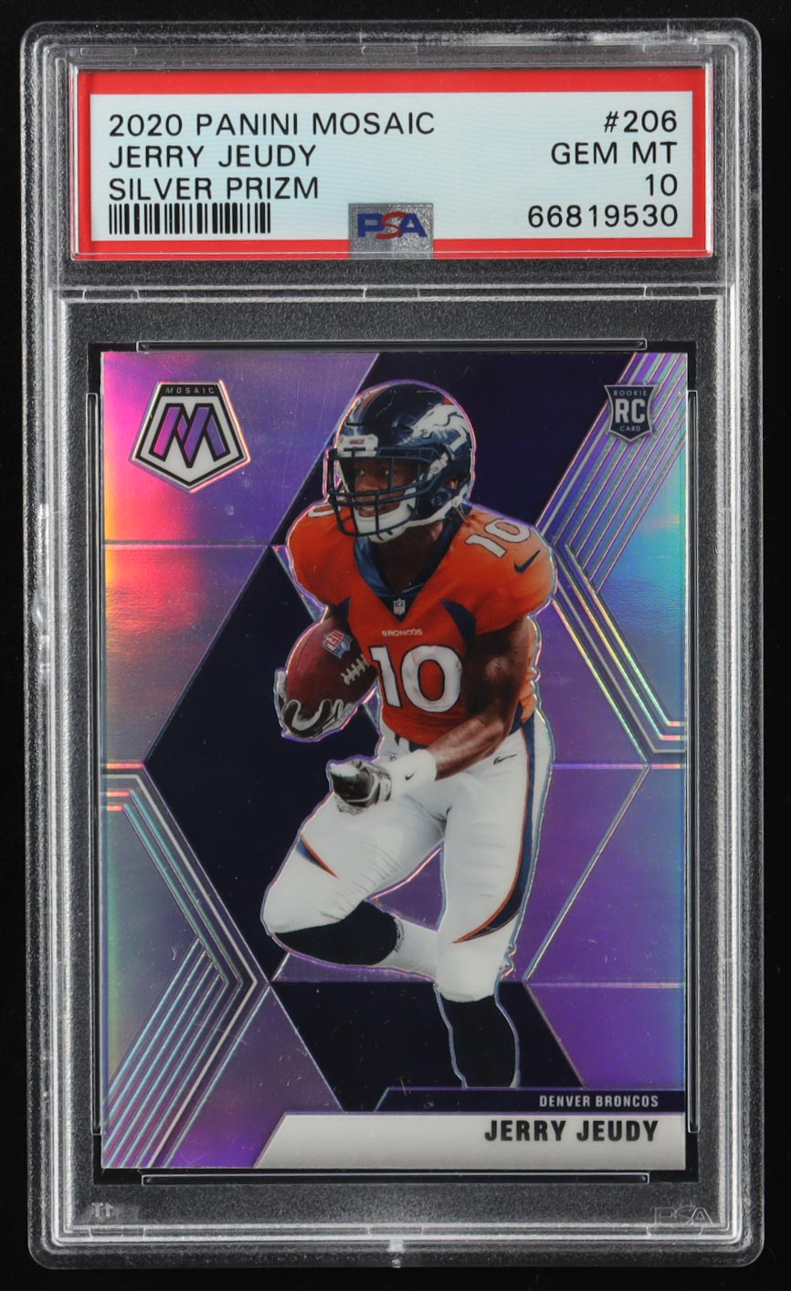 Jerry Jeudy 2020 Panini Mosaic Silver #206 RC (PSA 10) at PristineAuction.com Jerry Jeudy 2020 Panini Mosaic Silver #206 RC (PSA 10) at PristineAuction.com