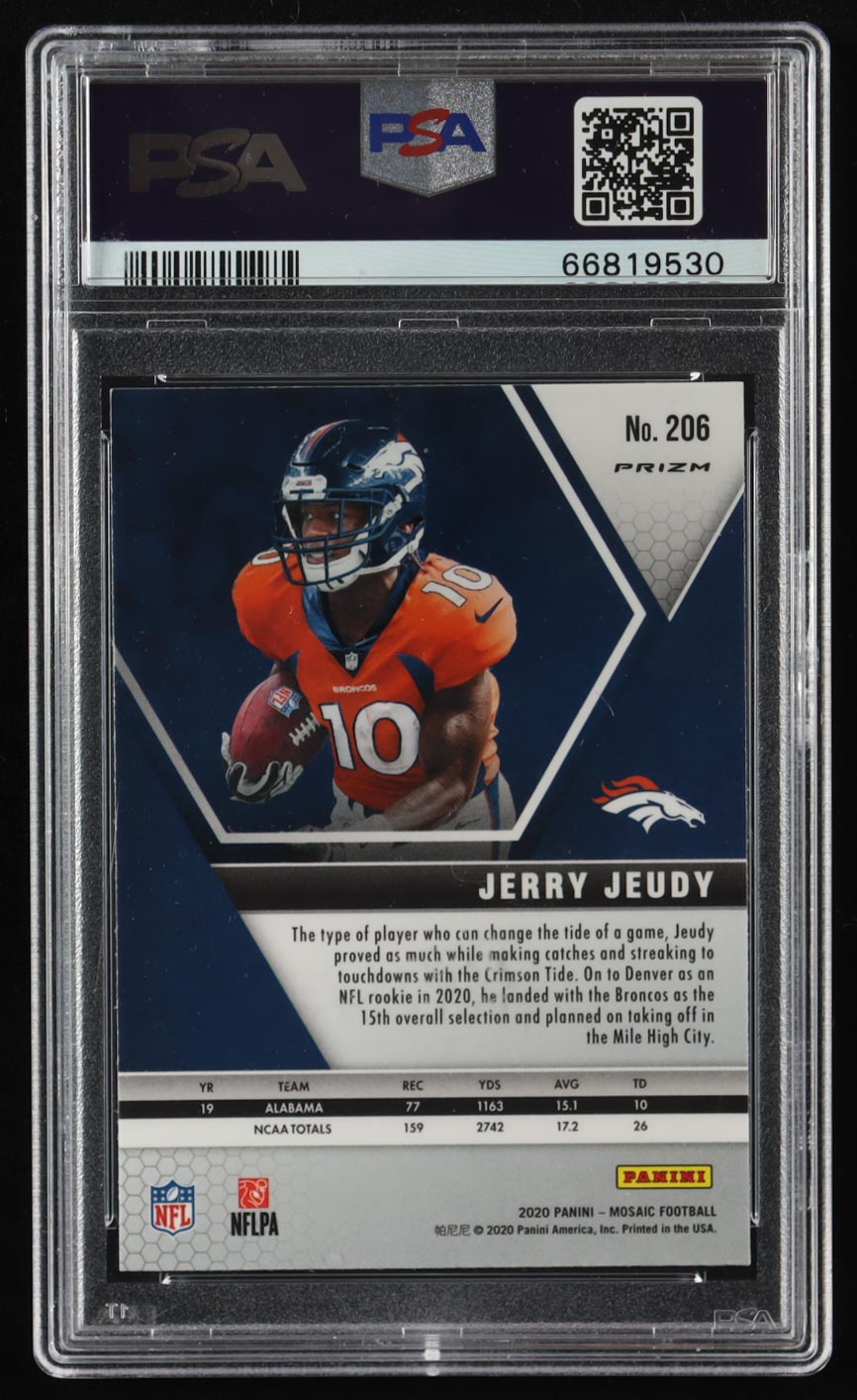Jerry Jeudy 2020 Panini Mosaic Silver #206 RC (PSA 10) at PristineAuction.com Jerry Jeudy 2020 Panini Mosaic Silver #206 RC (PSA 10) at PristineAuction.com