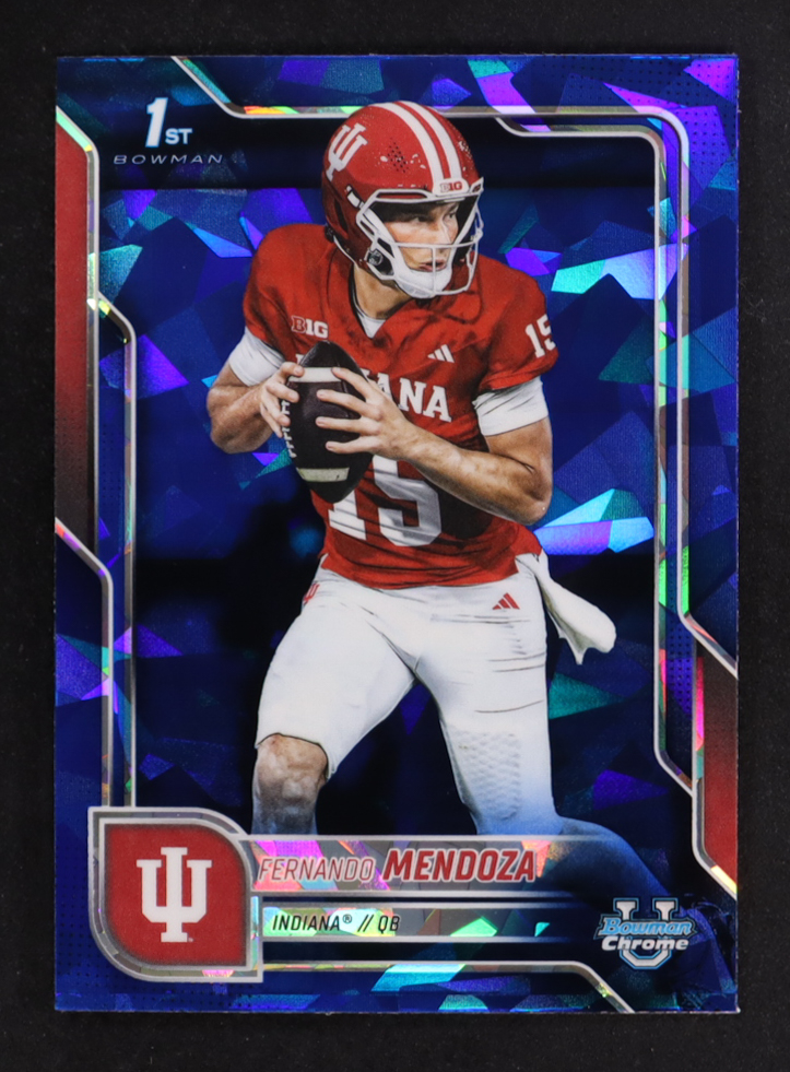 Fernando Mendoza 2025 Bowman Chrome Sapphire University #109 RC at PristineAuction.com Fernando Mendoza 2025 Bowman Chrome Sapphire University #109 RC at PristineAuction.com