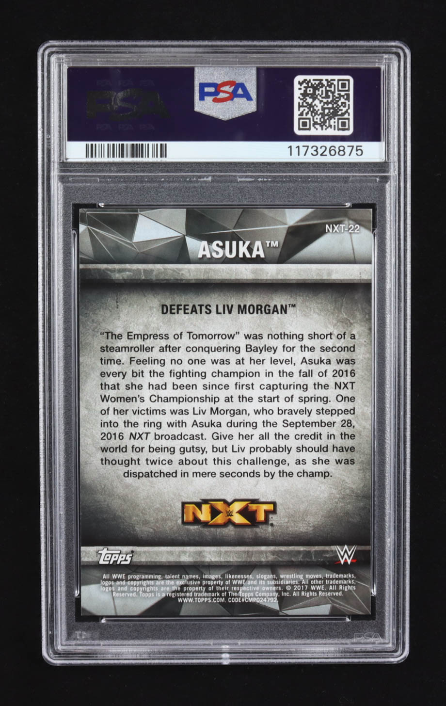 Asuka 2017 Topps WWE Women's Division NXT Matches and Moments #NXT22 (PSA 10) at PristineAuction.com Asuka 2017 Topps WWE Women's Division NXT Matches and Moments #NXT22 (PSA 10) at PristineAuction.com