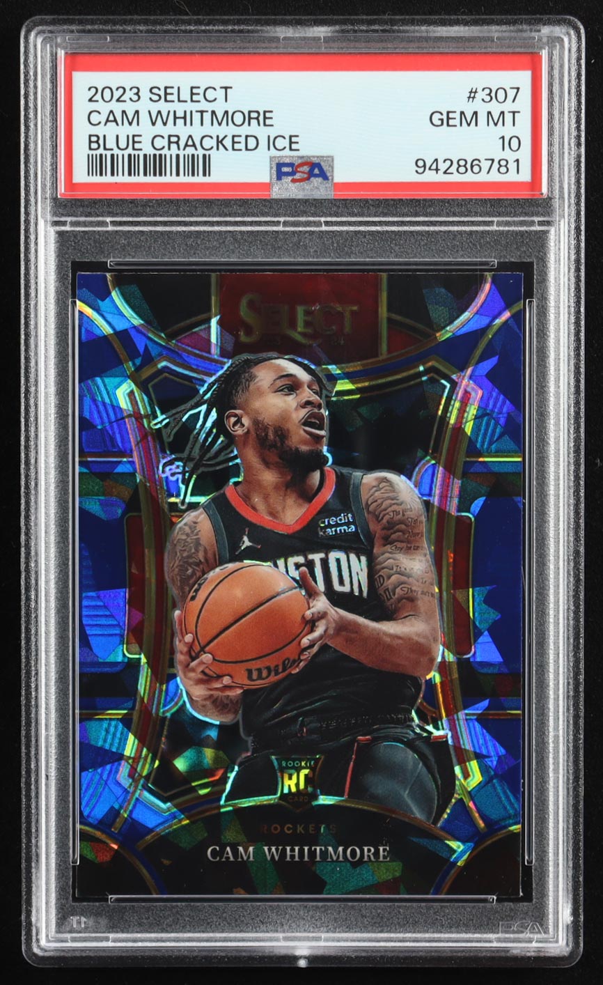 Cam Whitmore 2023-24 Select Prizms Blue Cracked Ice #307 RC (PSA 10) at PristineAuction.com Cam Whitmore 2023-24 Select Prizms Blue Cracked Ice #307 RC (PSA 10) at PristineAuction.com