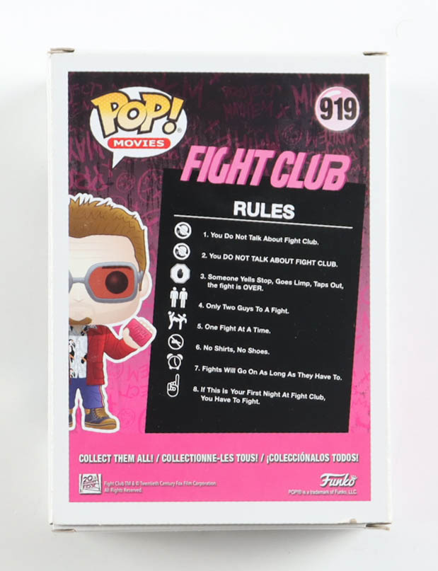 Brad Pitt Signed "Fight Club" #919 Tyler Durden Funko Pop! Vinyl Figure (Beckett) at PristineAuction.com Brad Pitt Signed "Fight Club" #919 Tyler Durden Funko Pop! Vinyl Figure (Beckett) at PristineAuction.com
