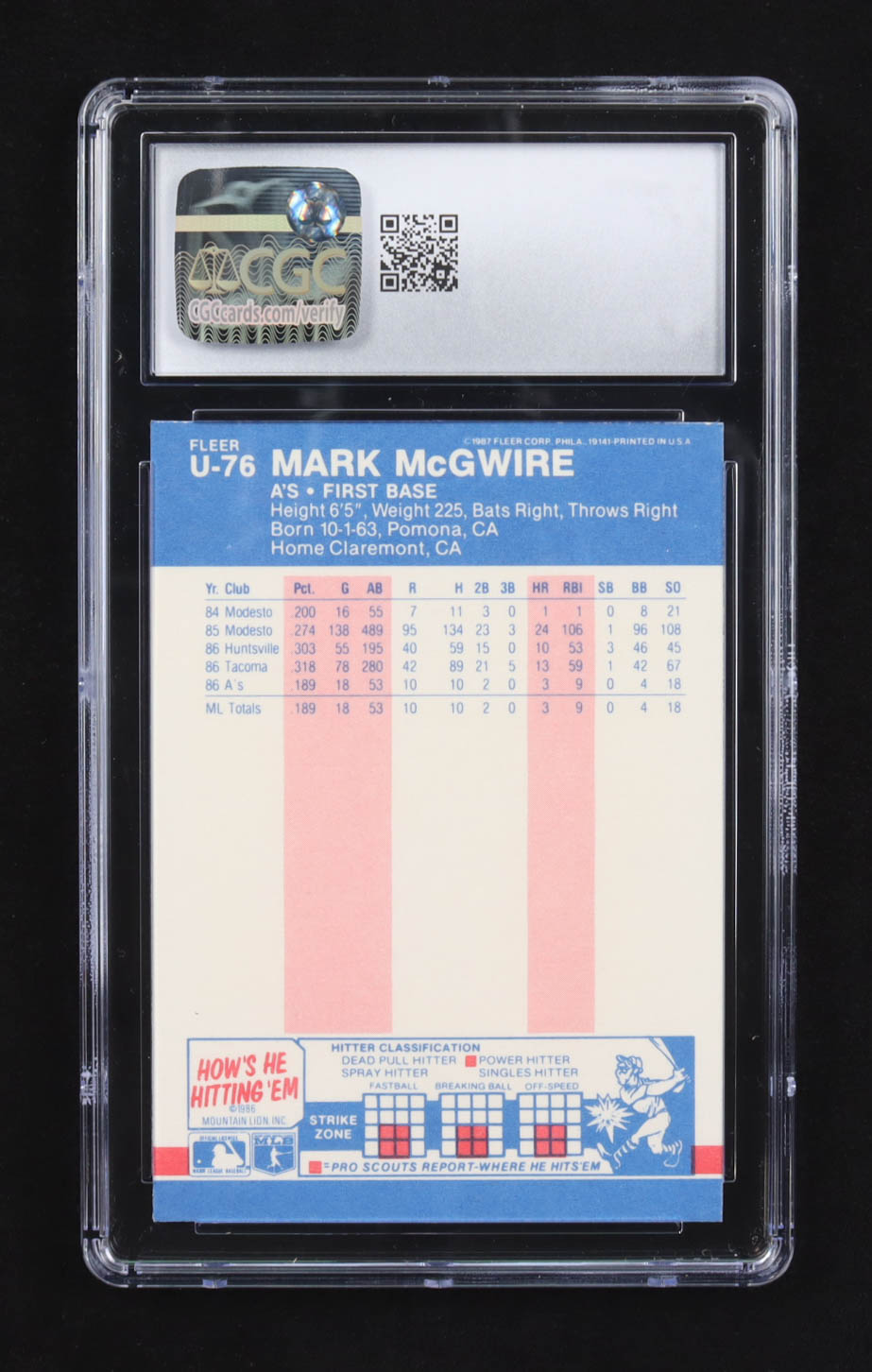 Mark McGwire 1987 Fleer Update Glossy #U76 RC (CGC 9) at PristineAuction.com Mark McGwire 1987 Fleer Update Glossy #U76 RC (CGC 9) at PristineAuction.com