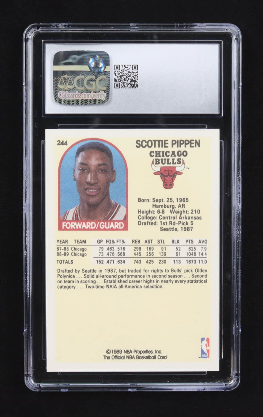 Scottie Pippen 1989-90 Hoops #244 (CGC 9) at PristineAuction.com Scottie Pippen 1989-90 Hoops #244 (CGC 9) at PristineAuction.com