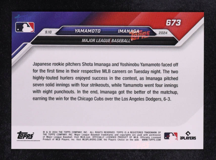 Yoshinobu Yamamoto / Shota Imanaga 2024 Topps Now #673 at PristineAuction.com Yoshinobu Yamamoto / Shota Imanaga 2024 Topps Now #673 at PristineAuction.com