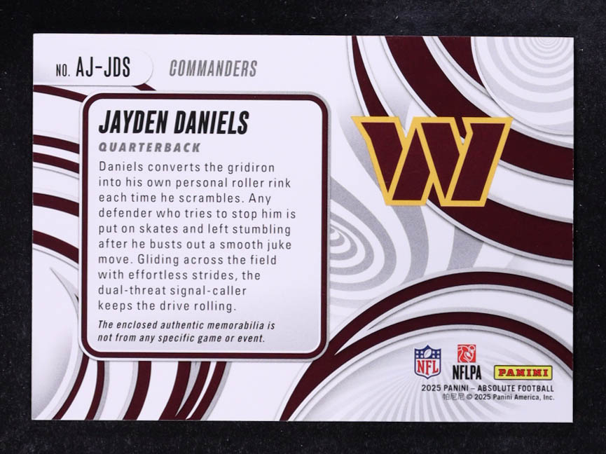 Jayden Daniels 2025 Absolute Jumbo Jerseys #22 at PristineAuction.com Jayden Daniels 2025 Absolute Jumbo Jerseys #22 at PristineAuction.com