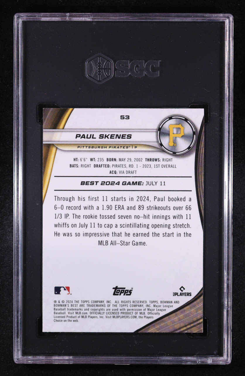Paul Skenes 2024 Bowman's Best #53 RC (SGC 10) at PristineAuction.com Paul Skenes 2024 Bowman's Best #53 RC (SGC 10) at PristineAuction.com