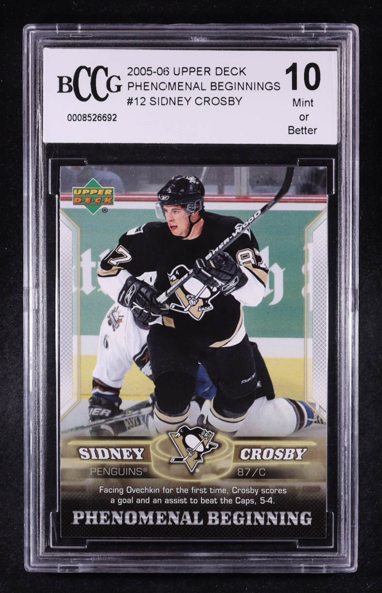 Sidney Crosby 2005-06 Upper Deck Phenomenal Beginnings #12 RC (BCCG 10) at PristineAuction.com Sidney Crosby 2005-06 Upper Deck Phenomenal Beginnings #12 RC (BCCG 10) at PristineAuction.com