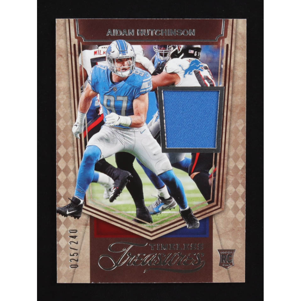 Aidan Hutchinson 2022 Panini Chronicles Timeless Treasures Jersey #6 #025/240 RC at PristineAuction.com