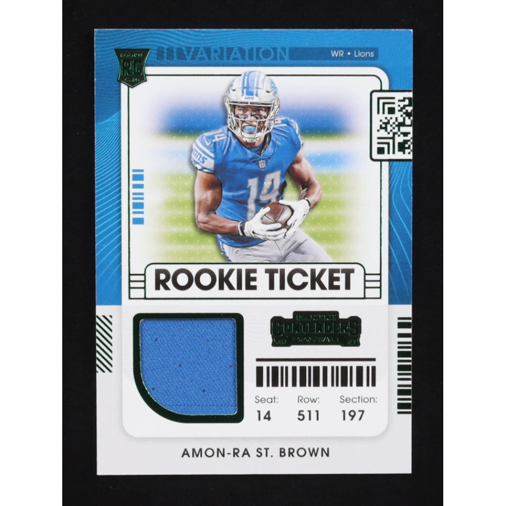 Amon-Ra St. Brown 2021 Panini Contenders Rookie Ticket Swatches Variation #31 RC at PristineAuction.com