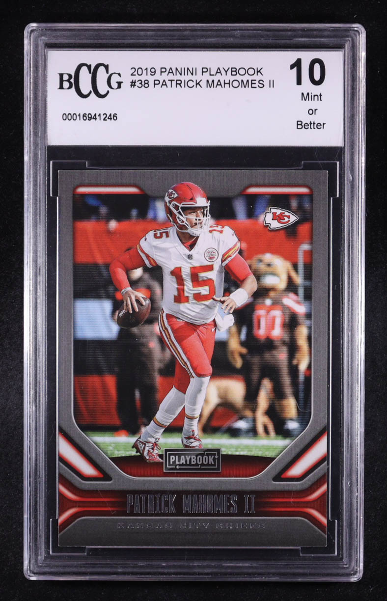 Patrick Mahomes II 2019 Panini Playbook #38 (BCCG 10) at PristineAuction.com Patrick Mahomes II 2019 Panini Playbook #38 (BCCG 10) at PristineAuction.com