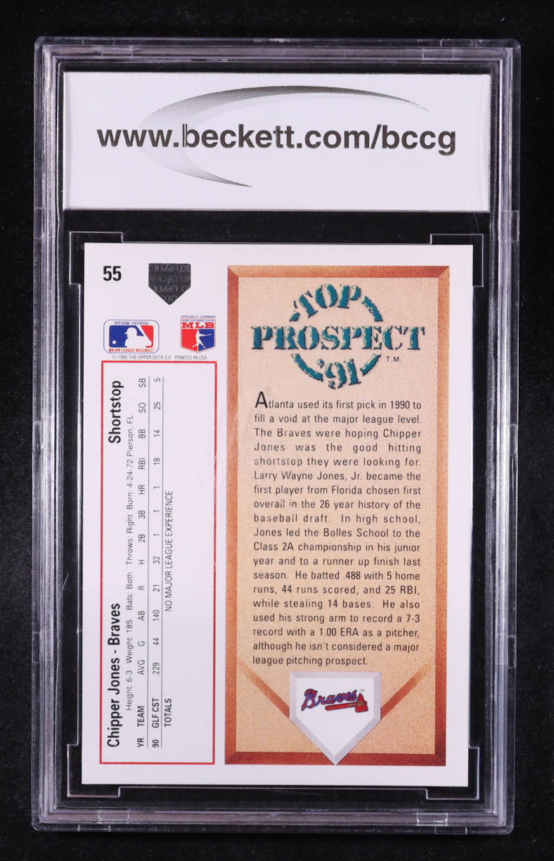 Chipper Jones 1991 Upper Deck #55 RC (BCCG 10) at PristineAuction.com Chipper Jones 1991 Upper Deck #55 RC (BCCG 10) at PristineAuction.com