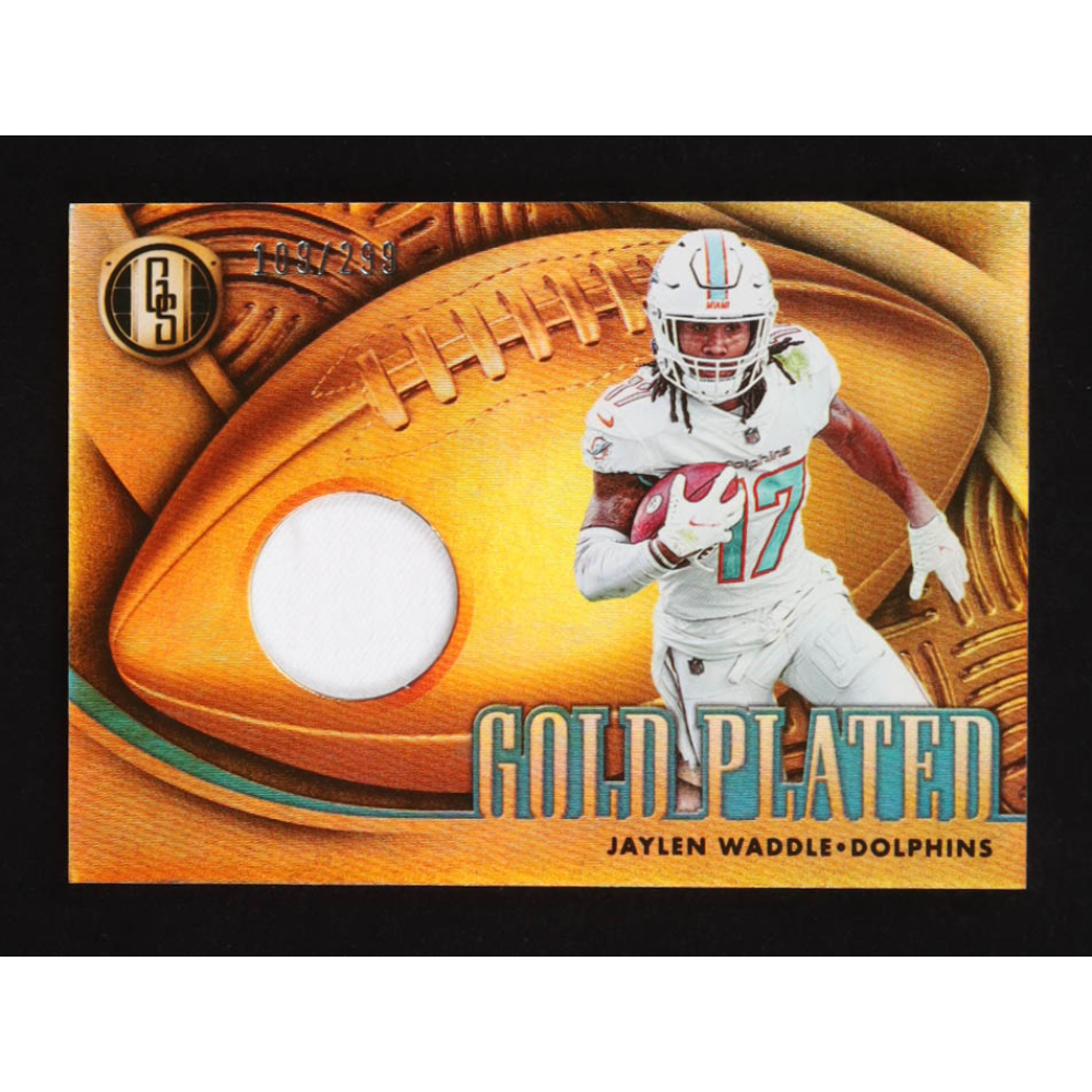 Jaylen Waddle 2022 Panini Gold Standard Gold Plated Materials #14 #109/299 at PristineAuction.com