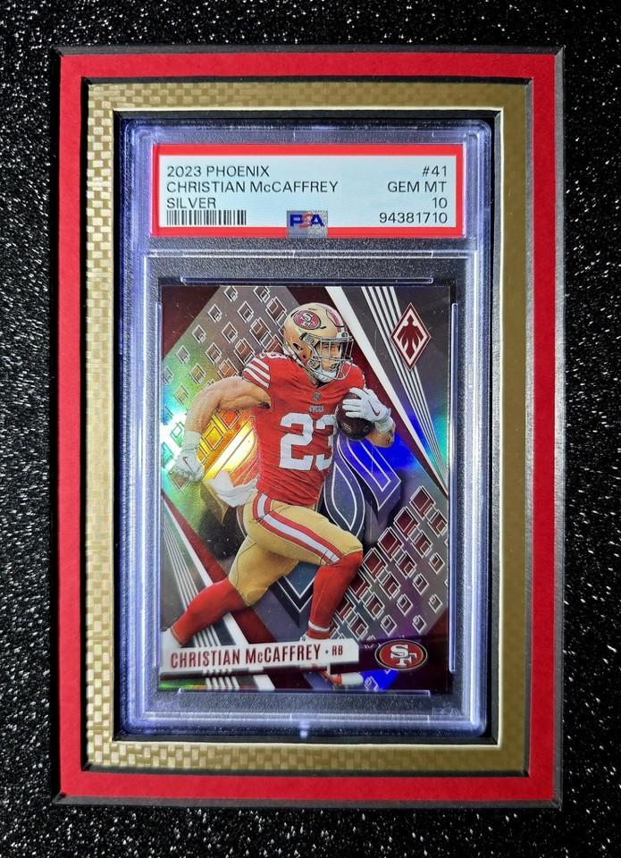Christian McCaffrey Signed 49ers Custom Framed Nike Jersey with LED Display & (2) PSA 10 Graded Cards (Beckett) at PristineAuction.com Christian McCaffrey Signed 49ers Custom Framed Nike Jersey with LED Display & (2) PSA 10 Graded Cards (Beckett) at PristineAuction.com