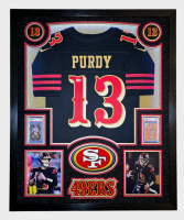 Brock Purdy Signed 49ers Custom Framed Nike Jersey with LED Display & (2) PSA 10 Graded Rookie Cards (Beckett) at PristineAuction.com