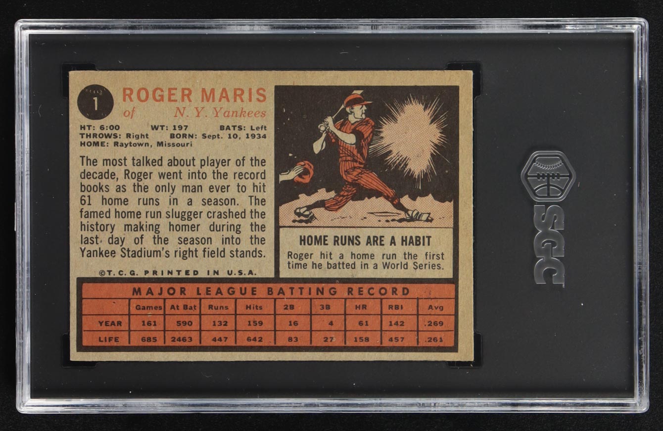 Roger Maris 1962 Topps #1 (SGC 5) at PristineAuction.com Roger Maris 1962 Topps #1 (SGC 5) at PristineAuction.com