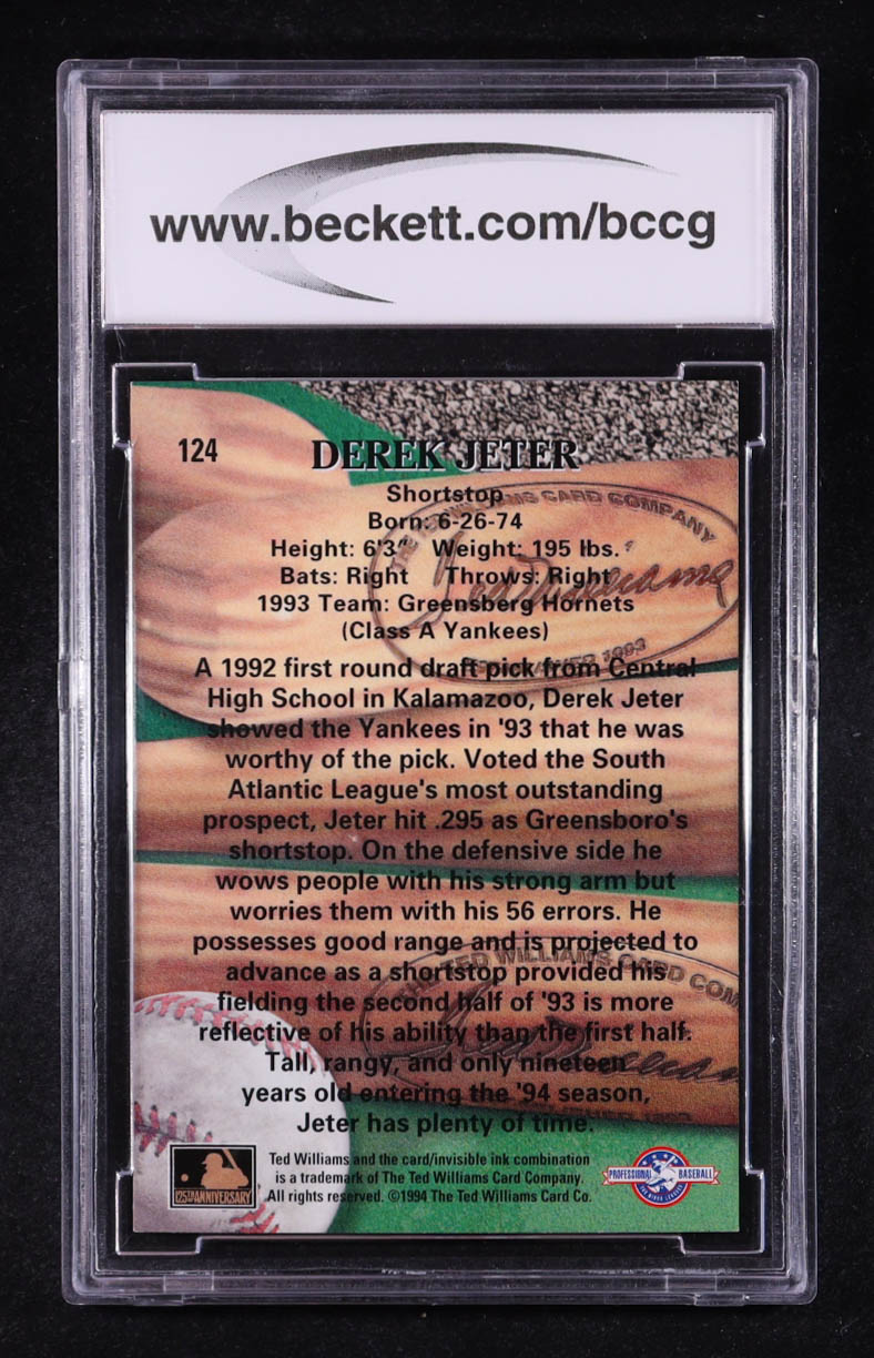Derek Jeter 1994 Ted Williams #124 (BCCG 10) at PristineAuction.com Derek Jeter 1994 Ted Williams #124 (BCCG 10) at PristineAuction.com