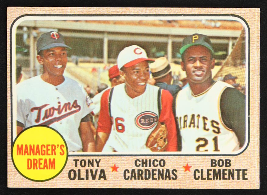 Tony Oliva / Chico Cardenas / Bob Clemente 1968 Topps Manager's Dream #480 at PristineAuction.com Tony Oliva / Chico Cardenas / Bob Clemente 1968 Topps Manager's Dream #480 at PristineAuction.com