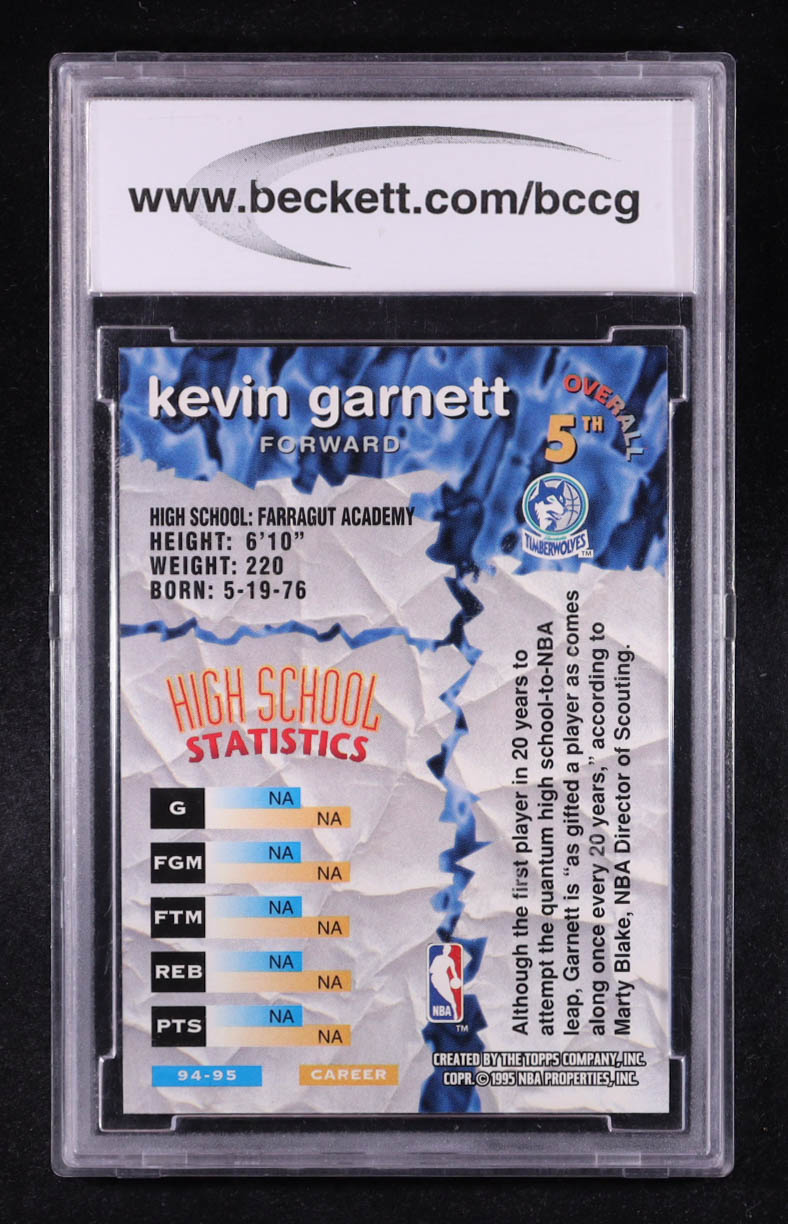 Kevin Garnett 1995-96 Stadium Club Draft Picks #5 RC (BCCG 10) at PristineAuction.com Kevin Garnett 1995-96 Stadium Club Draft Picks #5 RC (BCCG 10) at PristineAuction.com