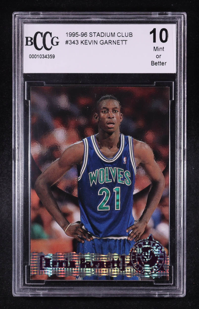 Kevin Garnett 1995-96 Stadium Club #343 RC (BCCG 10) at PristineAuction.com Kevin Garnett 1995-96 Stadium Club #343 RC (BCCG 10) at PristineAuction.com