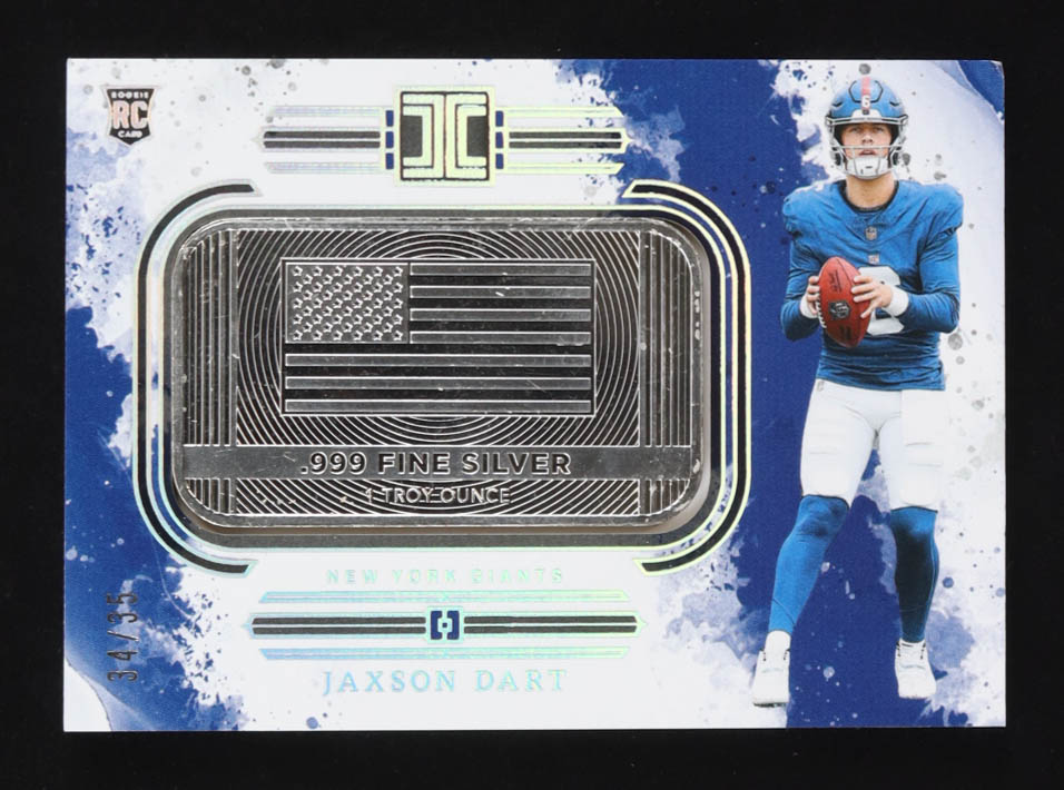 Jaxson Dart 2025 Panini Impeccable #5 RC #34/35 at PristineAuction.com Jaxson Dart 2025 Panini Impeccable #5 RC #34/35 at PristineAuction.com