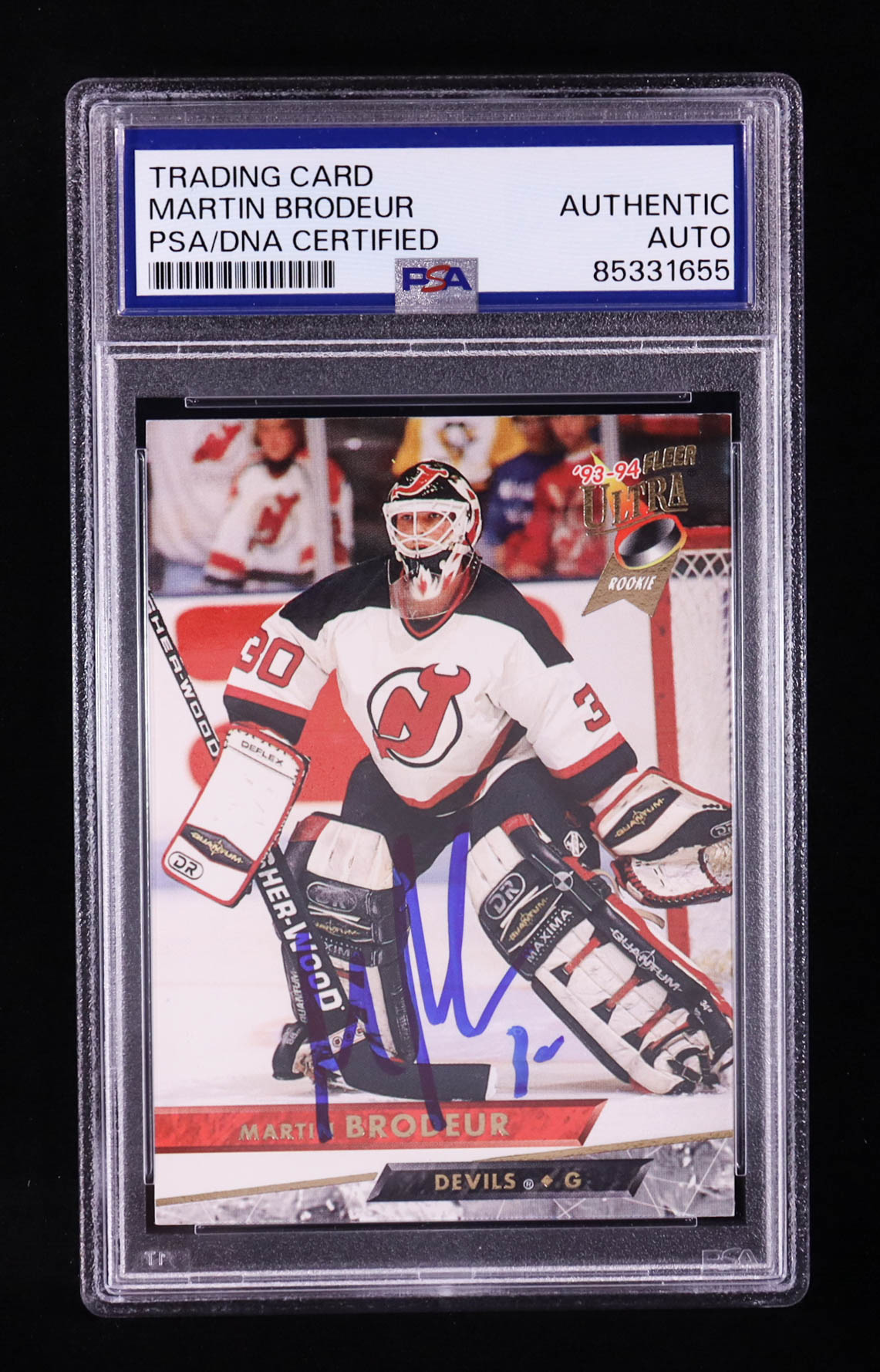 Martin Brodeur Signed 1993-94 Ultra #357 RC (PSA) at PristineAuction.com Martin Brodeur Signed 1993-94 Ultra #357 RC (PSA) at PristineAuction.com
