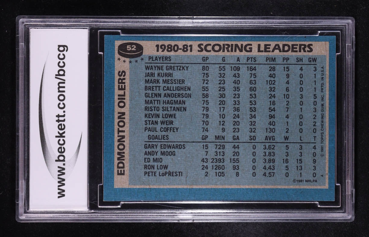 Wayne Gretzky 1981-82 Topps #52 (BCCG 9) at PristineAuction.com Wayne Gretzky 1981-82 Topps #52 (BCCG 9) at PristineAuction.com